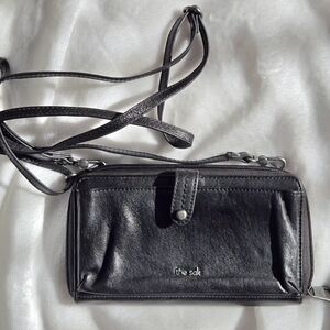 The Sak Iris Black Leather Wallet Crossbody Bag